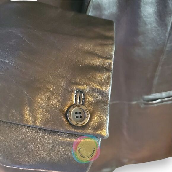 Vintage 80s 90s Guess Leather Blazer Jacket Mens XL Hip Hop Grunge Streetwear - Picture 8 of 16